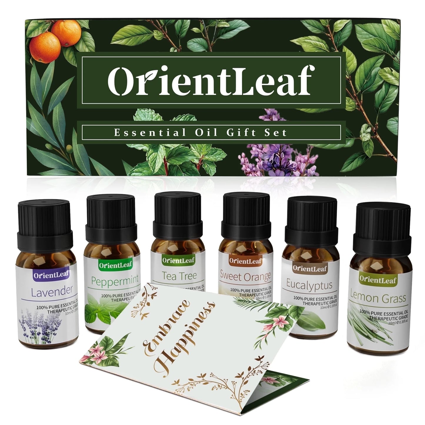 Essential Oils Set with Greetingift Card, 100% Pure Essential Oil Gift Set for Essential Oil Diffuser, Aromatherapy, Sleep, Massage & DIY