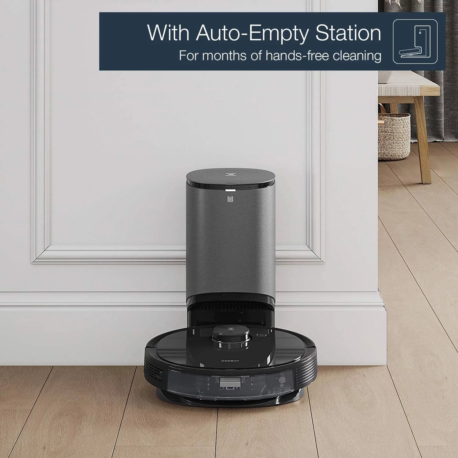 DEEBOT N8+ Vacuum & Mop Robot with Advanced Laser Mapping and Auto-Empty Station, Robot Vacuum, Self-Emptying, Smart Mapping, Wi-Fi Connected, LIDAR Navigation, Mop Combo, Pet Hair