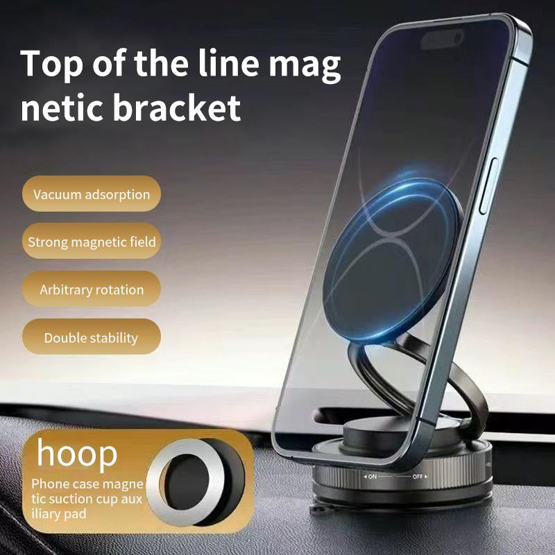 Universal 360° Rotating Magnetic Phone Holder – Strong Suction Stand for Car, Mirror, or Home Use