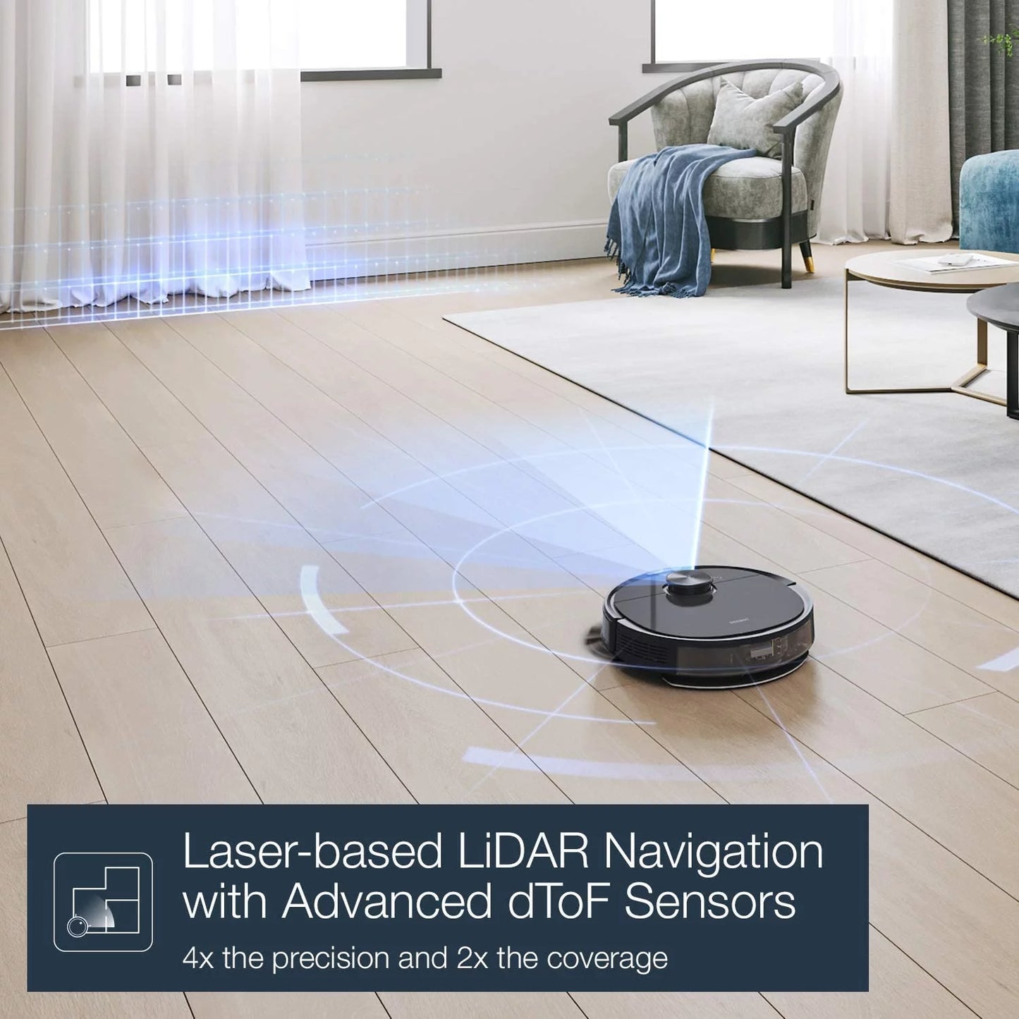 DEEBOT N8+ Vacuum & Mop Robot with Advanced Laser Mapping and Auto-Empty Station, Robot Vacuum, Self-Emptying, Smart Mapping, Wi-Fi Connected, LIDAR Navigation, Mop Combo, Pet Hair