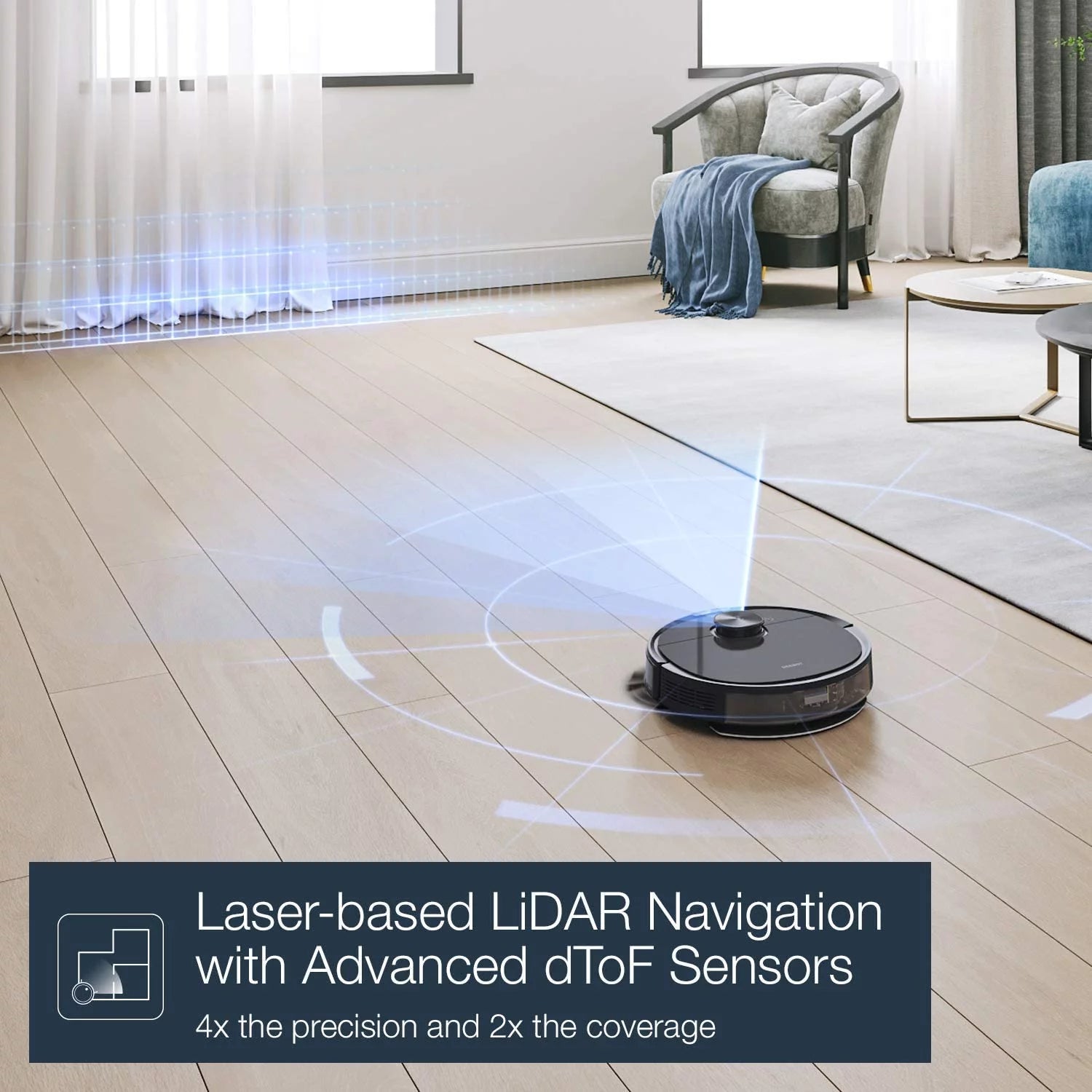 DEEBOT N8+ Vacuum & Mop Robot with Advanced Laser Mapping and Auto-Empty Station, Robot Vacuum, Self-Emptying, Smart Mapping, Wi-Fi Connected, LIDAR Navigation, Mop Combo, Pet Hair
