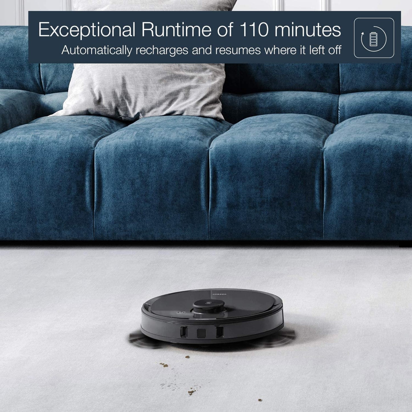 DEEBOT N8+ Vacuum & Mop Robot with Advanced Laser Mapping and Auto-Empty Station, Robot Vacuum, Self-Emptying, Smart Mapping, Wi-Fi Connected, LIDAR Navigation, Mop Combo, Pet Hair