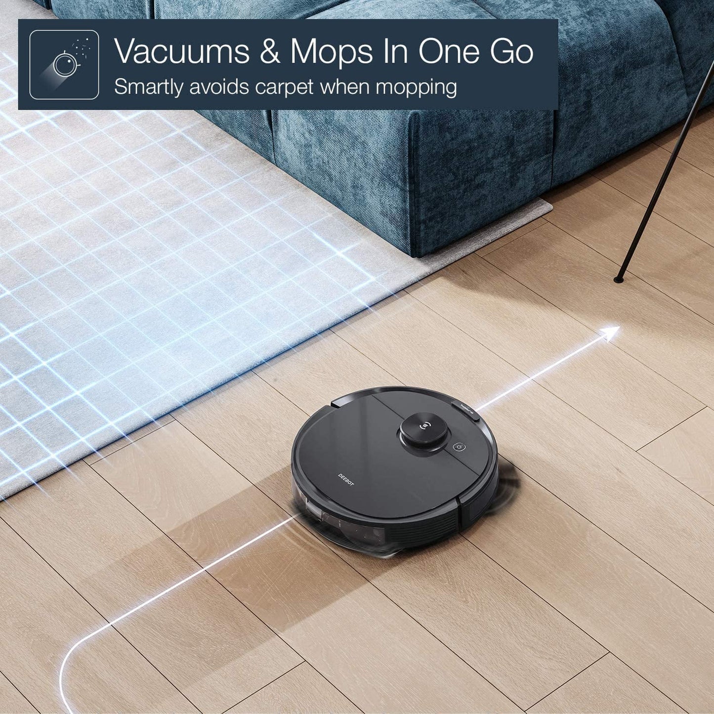 DEEBOT N8+ Vacuum & Mop Robot with Advanced Laser Mapping and Auto-Empty Station, Robot Vacuum, Self-Emptying, Smart Mapping, Wi-Fi Connected, LIDAR Navigation, Mop Combo, Pet Hair